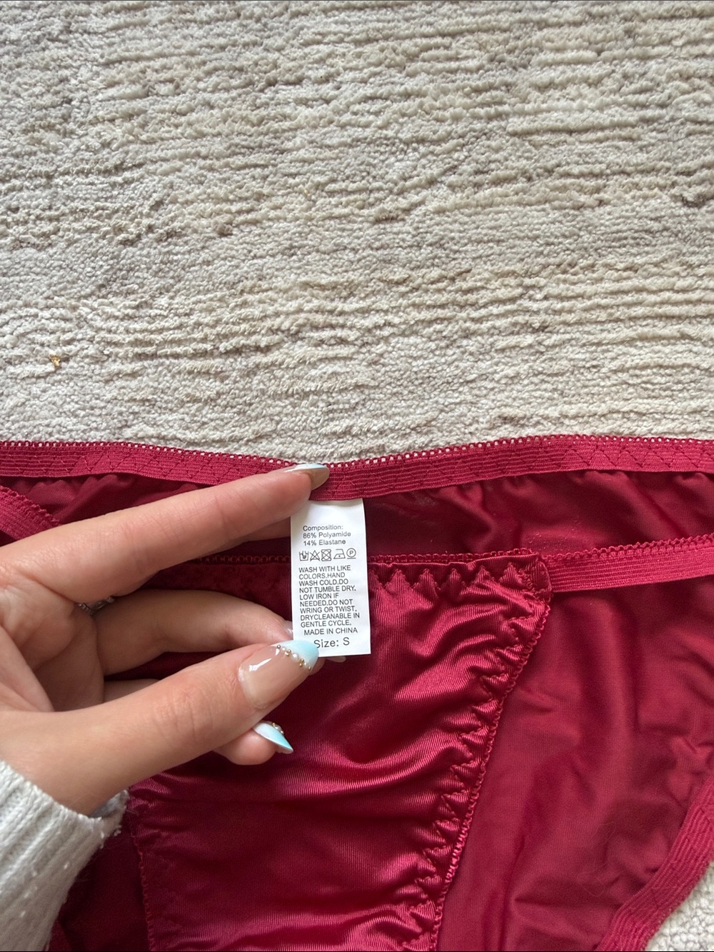 Satin Stretch Panty Bottoms in Burgundy - Picture 2 of 3